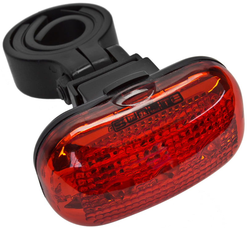 TL-L340 LED Taillight with black clip, designed for night riding on bikes or scooters.