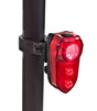 Close-up of the TL-L350 3-LED Taillight, showcasing its cylindrical design and powerful illumination, ideal for enhancing visibility and safety on bikes and scooters in low-light conditions.