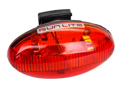 TL-L420 4-LED Taillight with a clip, designed for bicycle rear safety, shown in a close-up view highlighting its compact design and LED configuration.