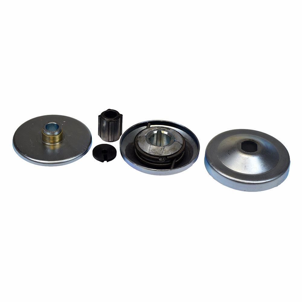 3/4 - 1 Bore 40/41/420 Chain Torque Converter Kit for Go Karts (Comet Series 30 TAV2 Replacement) featuring metal components, a black plastic cover, and a circular drive clutch with a hole.