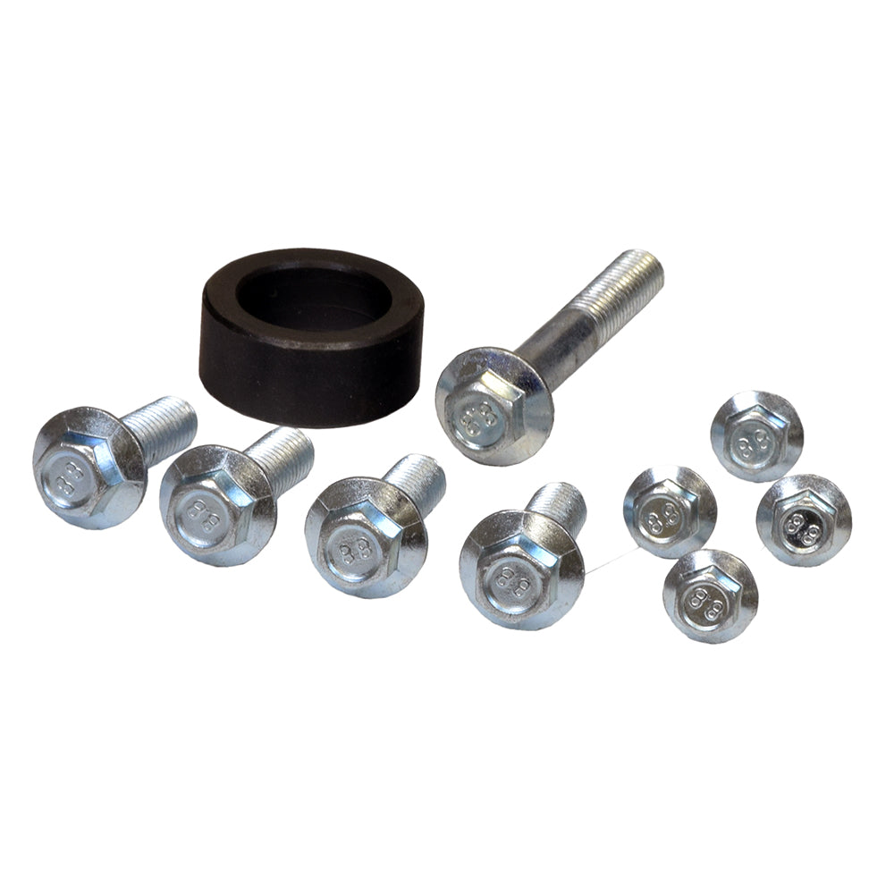 3/4 - 1 Bore 40/41/420 Chain Torque Converter Kit for Predator 6.5 Hp & 8.0 Hp Engines, featuring screws, bolts, a black rubber ring, and a close-up of a driven pulley.