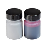 Candy Apple Red Touch Up Paint Kit for Pride Power Chairs and Scooters, featuring two small bottles with black caps, one for the top coat and one for the base coat.