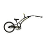 Trail-A-Bike Original Compact Folding Trailer Bike with a long handlebar, suitable for young cyclists, featuring a durable frame, safety flag, and full chain guard, designed to attach to most adult bicycles.