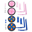 Training Wheels for 16 - 20 Bicycle Wheels, featuring durable plastic with colorful designs, including Blue Flames and Pink Flowers, ideal for helping young riders gain balance and confidence.