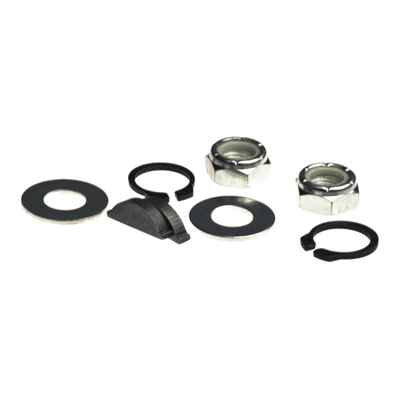 Motor, Brake, and Transaxle Assembly for Go-Go Ultra (SC40U) & Go-Go Travel Vehicle (SC40/SC44) featuring metal components and hardware, including nuts and rubber rings, arranged closely together on a white background.