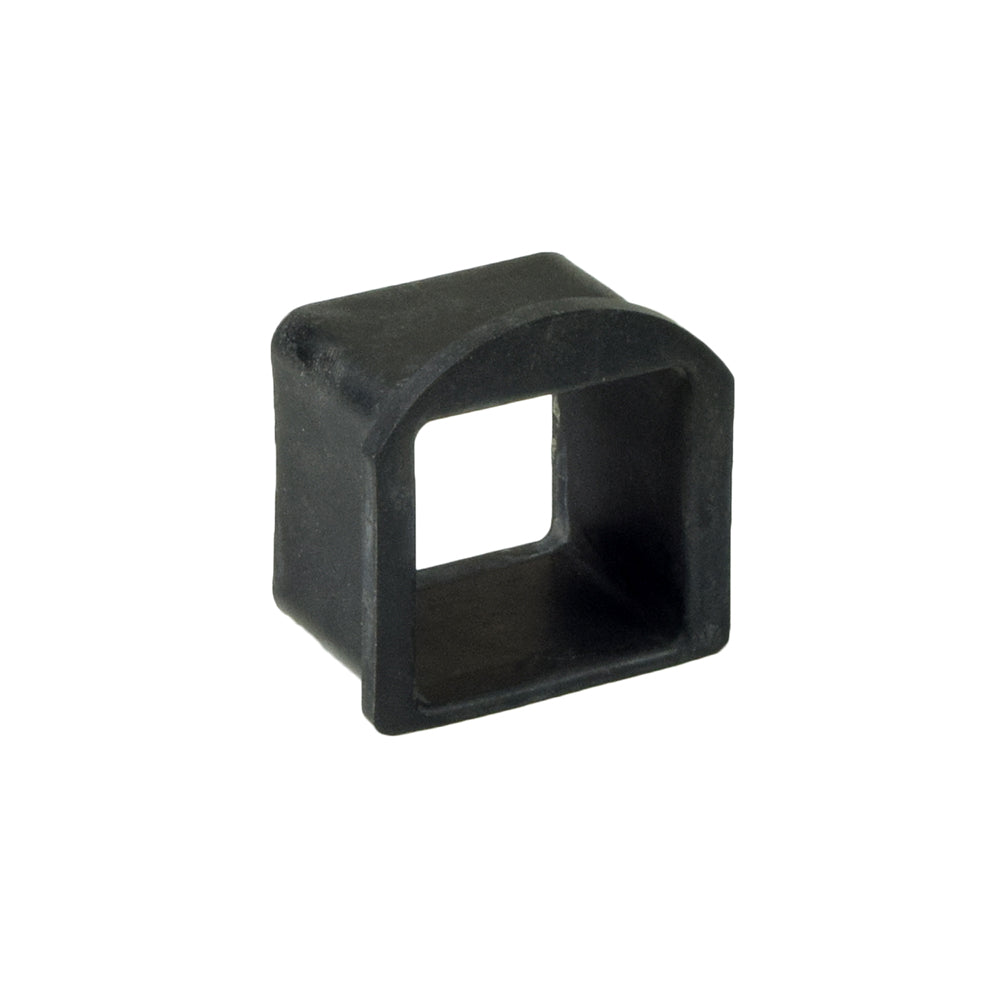 Transaxle Mounting Pad for Pride Mobility Scooters: A black square rubber pad with a central hole, designed to fit on the transaxle unit ends, acting as a vibration damper for scooters.