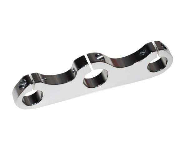 Triple Clamp Top for the Tanaka TPB-350GX, TPB-400GX, & TPB-450EX Paverunner, showcasing a close-up of a silver metal object with multiple holes, highlighting its intricate design and functionality.