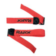 Red Foot Strap for the Razor Turbo Jetts Electric Heel Wheels, featuring a red band with black text, designed to securely attach the Turbo Jetts to the rider's shoes for optimal performance.