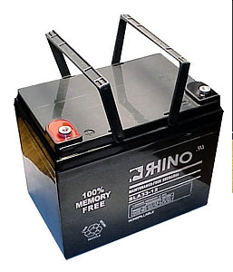 U1 33 Ah 12 Volt GEL Mobility Scooter Battery with Screw Terminals, featuring sturdy black handles on a compact black box.