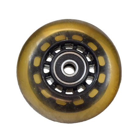 Front Anti-Tip Wheel for the Hoveround® MPV4® and MPV5® (Used); close-up of a circular wheel with a central hole, showing 608RS bearings and minor discoloration from use.