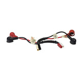 Close-up of the Front and Rear Battery Wiring Harnesses for Jazzy and Jet Power Chairs (Used), showcasing black and red electrical wires essential for battery connection.