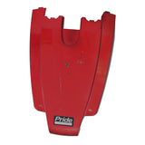 Battery Cover Shroud for the Jazzy Select, Select 6, and Select 6 Ultra (Candy Apple Red) (Used) - a red plastic cover with a central hole, designed to protect the power chair's drive system and electronics.