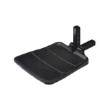 Footboard Assembly for Invacare Pronto Series Power Chairs (Used) featuring a black metal plate with a handle and rectangular bar with holes, designed for durability and compatibility with Pronto models.