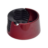 Red Tiller Base with Boot for the Rascal 600F (Used), featuring a protective rubber boot, suitable for replacing damaged tiller bases on scooters.