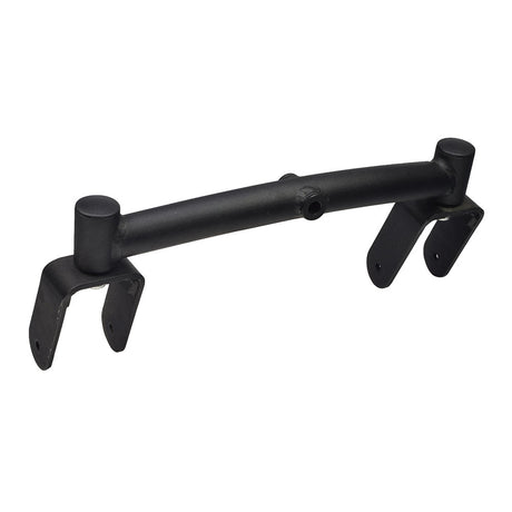 Articulating Beam for the Jazzy Select (Used) – A black metal bar with holes, showcasing minimal wear, designed to fit Jazzy Select power chairs with specific serial numbers for replacement or repair.