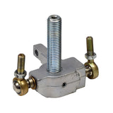 Right Spindle Assembly for the Rascal 600F (Used), featuring metal construction with visible screws and bolts, and includes both ball joints for connecting the wheel assembly to the front axle.