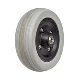 6x2 (150x50) Universal Anti-Tip & Caster Wheel (Used) with a solid gray, ribbed tread tire on a split-rim, featuring pre-installed 608Z bearings and a visible spacer.