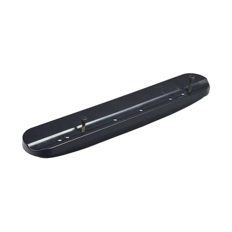 Full Length Armrest Pad for the Quickie Pulse 6 (Used); a black rectangular object with screws, faux leather pebble finish, 13-3/4 long by 2-1/8 wide, in near-perfect condition.