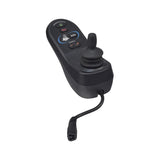 PG Drives R-NET Joystick with LED for Quickie Pulse 6 (Used) featuring a black remote control with multiple buttons and an attached cord, showing minimal signs of wear.