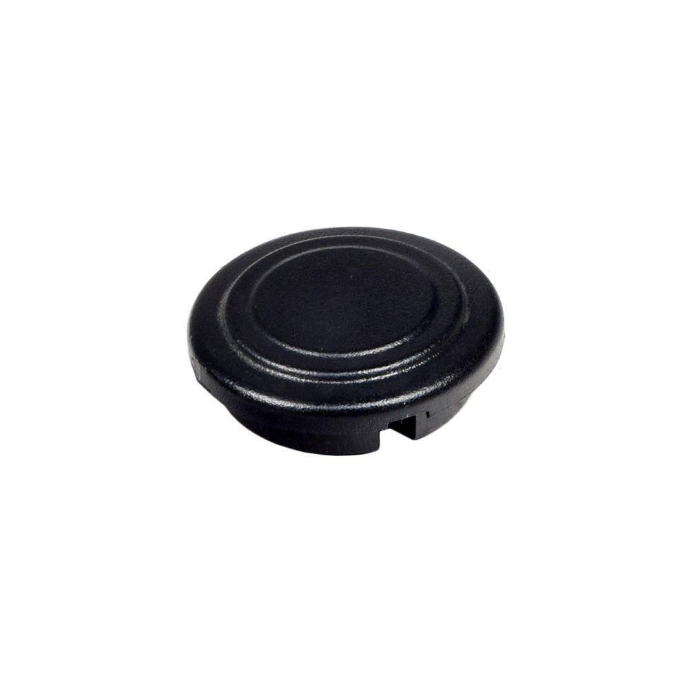 Caster Cap for the Quickie Pulse 6 (Used) - A black round object, specifically a caster barrel cap, shown on a white background.