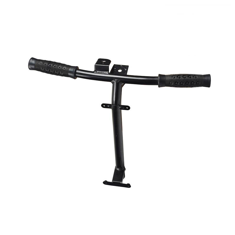 Tiller Post with Grips for the CTM HS-320 (Used) features a black metal handlebar with black rubber grips, suitable for scooter tiller rebuilding.