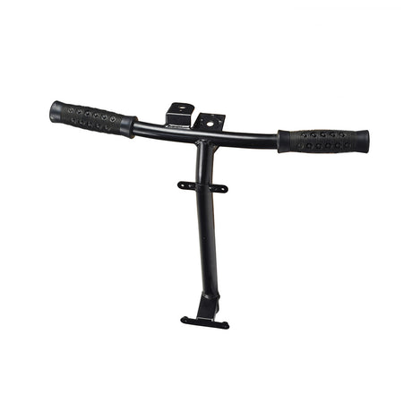 Tiller Post with Grips for the CTM HS-320 (Used) features a black metal handlebar with black rubber grips, suitable for scooter tiller rebuilding.