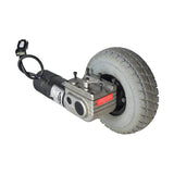 Left Side Motor & Wheel Assembly for the Invacare Pronto M71 (Used), featuring a foam-filled tire and drive motor.