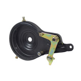 70 mm Rear Band Brake Assembly featuring a black painted steel body with a riveted band brake and visible close-up details of screws, bolts, and a metal knob.