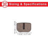 Standard Disc Brake Pads for Standard Brake Calipers (Set of 2), shown as two small rectangular objects with holes, suitable for gas powered mini bikes and electric & gas recreational scooters.