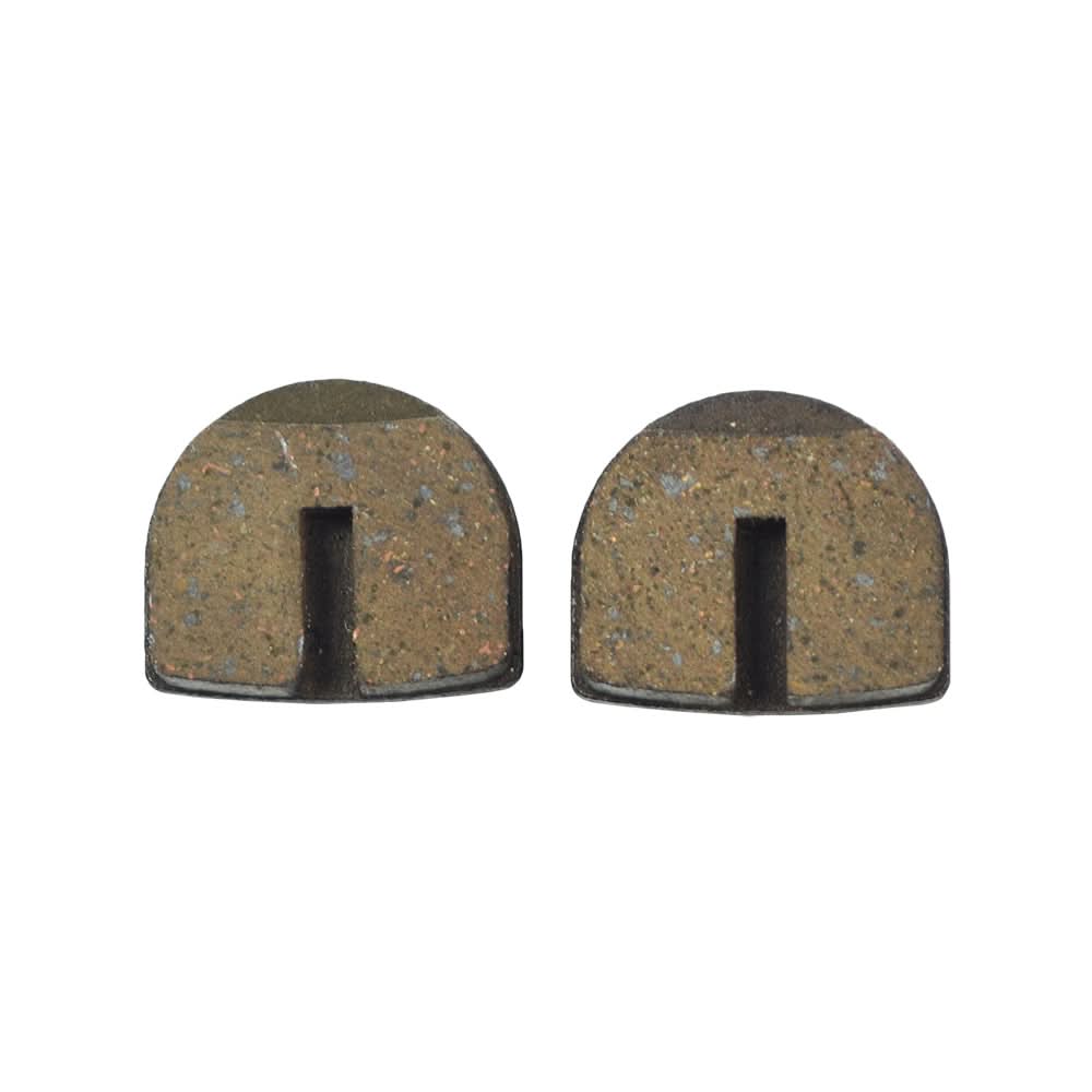 Rounded Brake Pads for Standard & YK2 Flame Calipers (Set of 2) featuring two round, sintered disc brake pads with visible copper flecks, ideal for electric dirt bikes and quads.