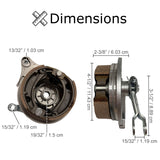 Brake Assembly for the Baja Mini Bike MB165 & MB200 (Baja Heat, Mini Baja, Baja Warrior), featuring a close-up of the mechanical parts, including the 105 mm brake shoe set and rotor.