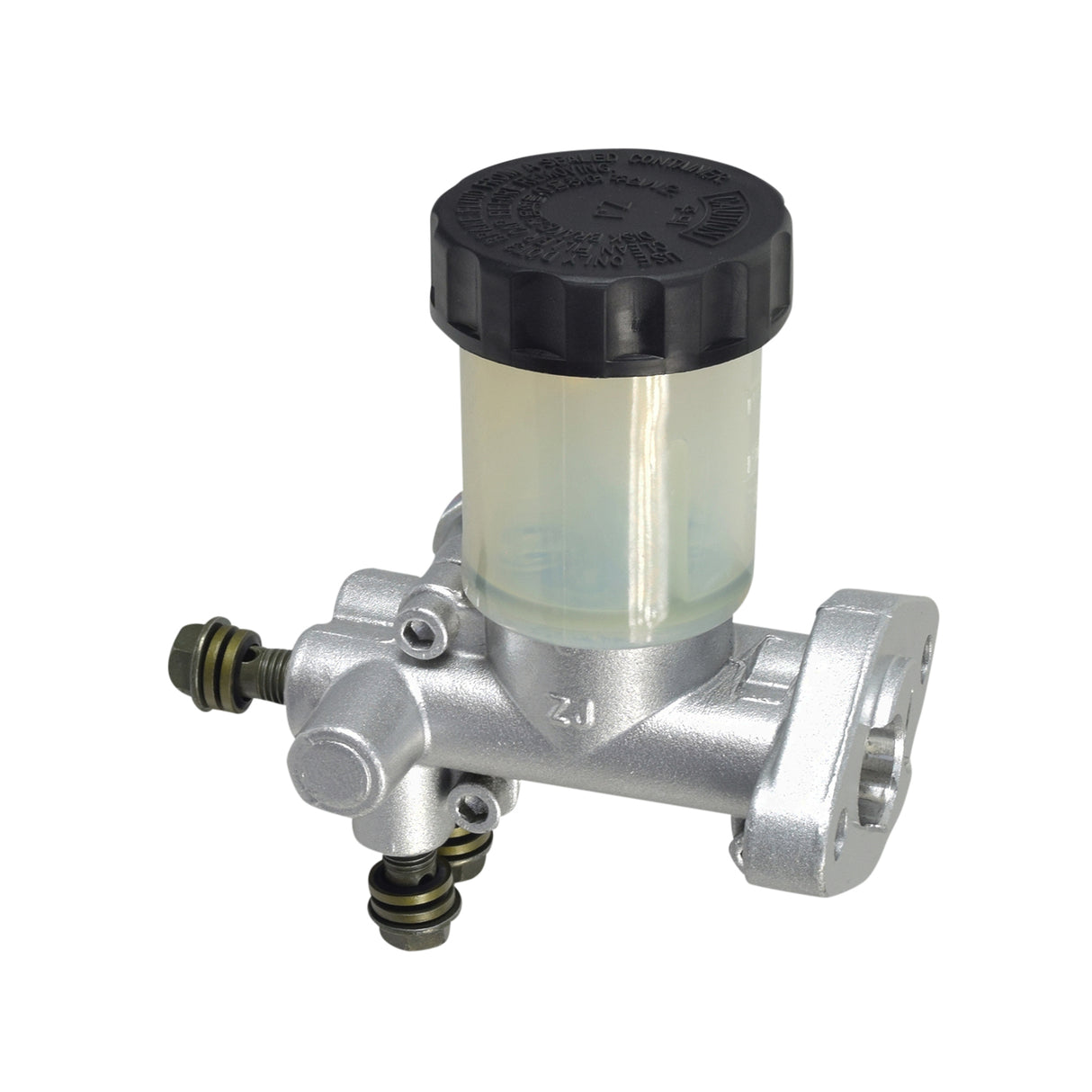 Hydraulic Master Brake Cylinder for 150cc-250cc Go-Karts & Dune Buggies, featuring a silver and black body with a mounted reservoir, cap, and sensor switch.