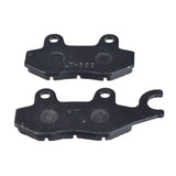 Front Brake Pads for 50cc - 150cc Go-Karts & Scooters, shown as a pair of black brake pads with multiple holes for attachment.