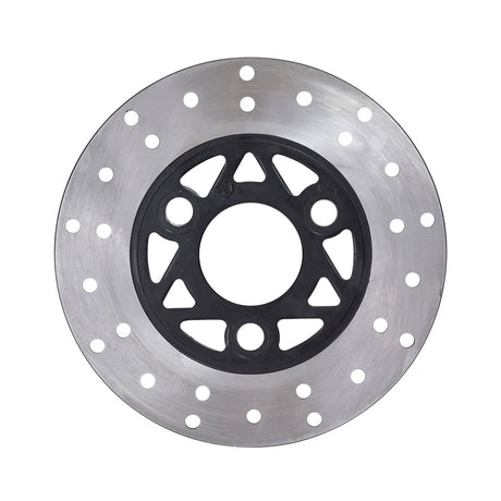 6-1/16 (155 mm) Brake Disc for Monster Moto / Mega Moto MM-B212 Mini Bike featuring a circular metal design with multiple holes and a distinctive black enamel inner circle.