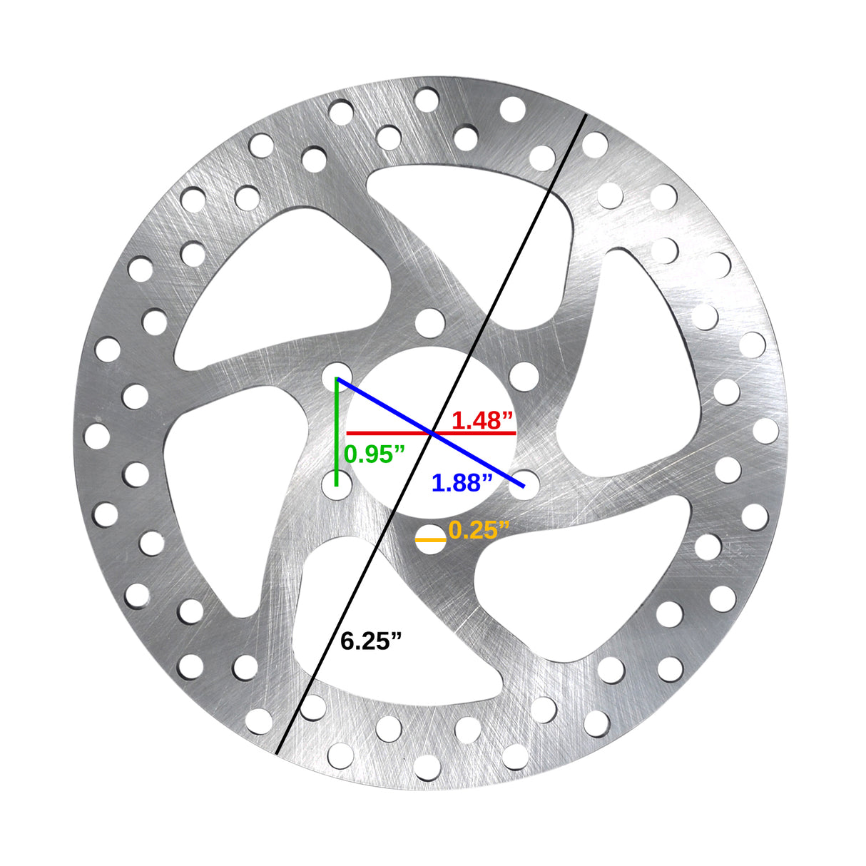 160 mm Disc Brake Rotor for the Massimo MM-MB100 Mini Bike, featuring a circular metal design with multiple holes and a distinct central mounting hole pattern.