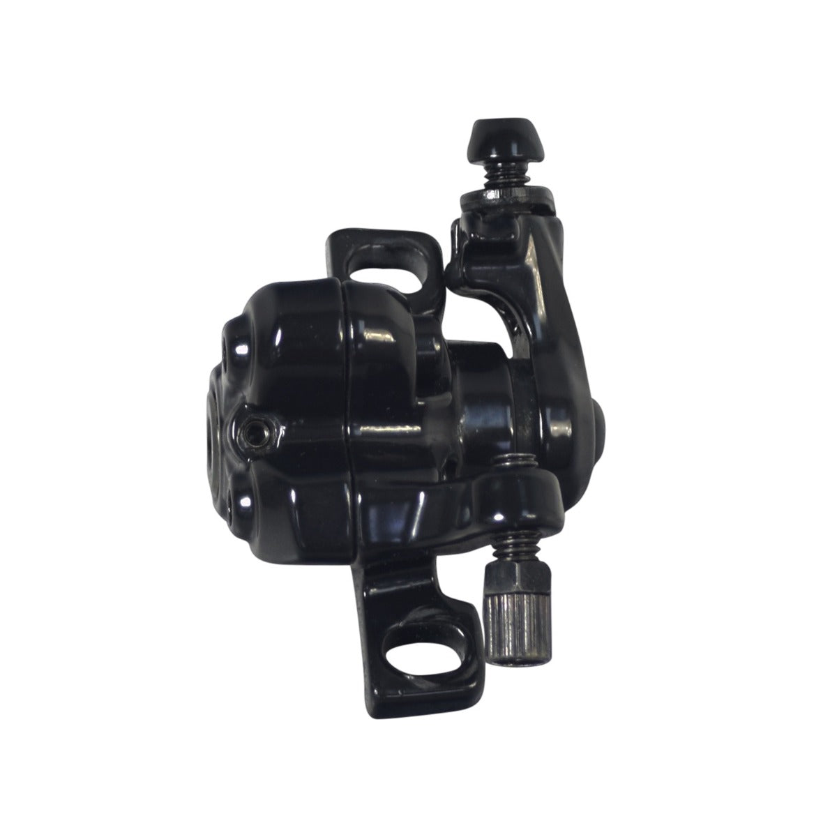 Brake Caliper for the Razor T25 Electric Scooter, black metal device with mounting screws, designed for rear wheel disc brake, ensuring smooth stops and easy installation.