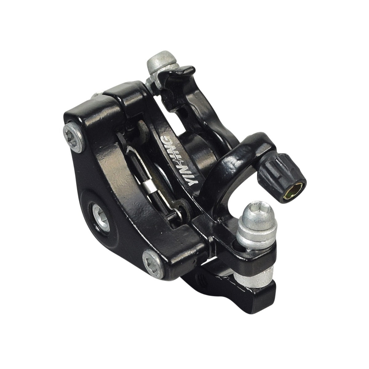 Brake Caliper Set (Front & Rear) for the Swagtron EB7 Elite Commuter Electric Bike, featuring black and silver components, including a close-up of the caliper mechanism and connector.