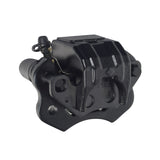 Rear Disc Brake Caliper for the Coleman CK100 Go-Kart, featuring a black metal structure and new brake pads, essential for improving braking performance on your go-karting adventures.