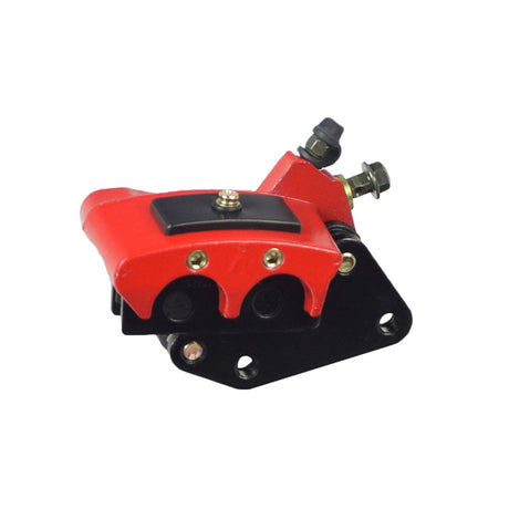 Brake Caliper for the MotoTec MT-FatBoy-500 Electric Scooter, a mechanical device designed for front wheel disc braking, featuring visible mounting bolts for easy installation.