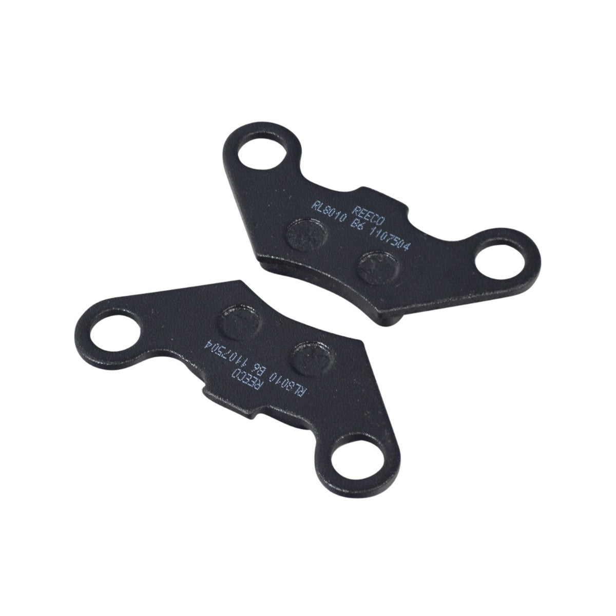 Rear Brake Pads for Coleman AT125-EX & AT125-UT ATVs, showing two black metal pads, each with two 1/2 mounting holes, identical for easy caliper placement.