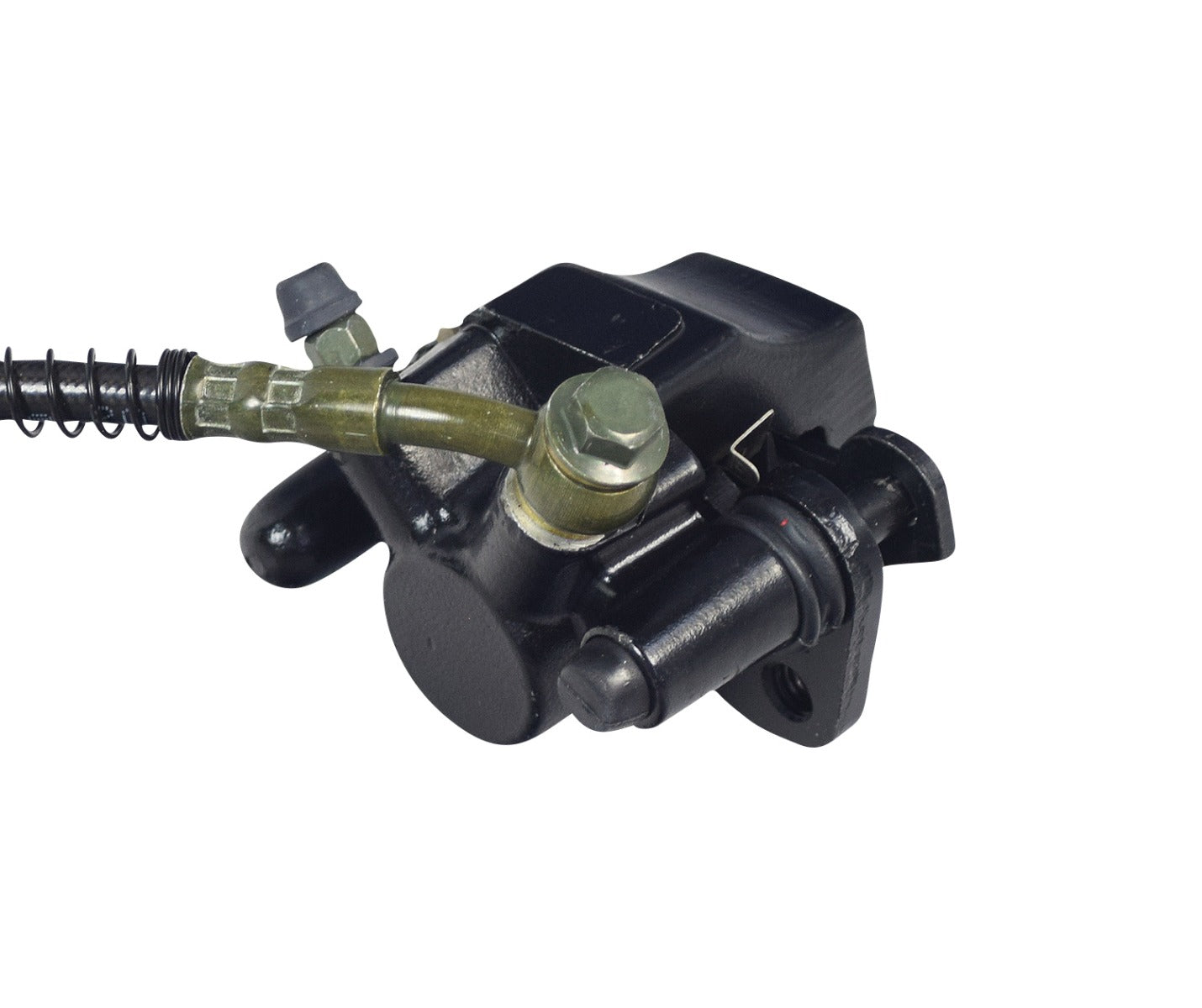 Front Brake Caliper, Lever, & Line Assembly for Coleman AT125-EX & AT125-UT ATVs, showcasing mechanical components, including calipers, master cylinder, brake fluid line with splitter, and handlebar-mounted lever, for right-side installation.