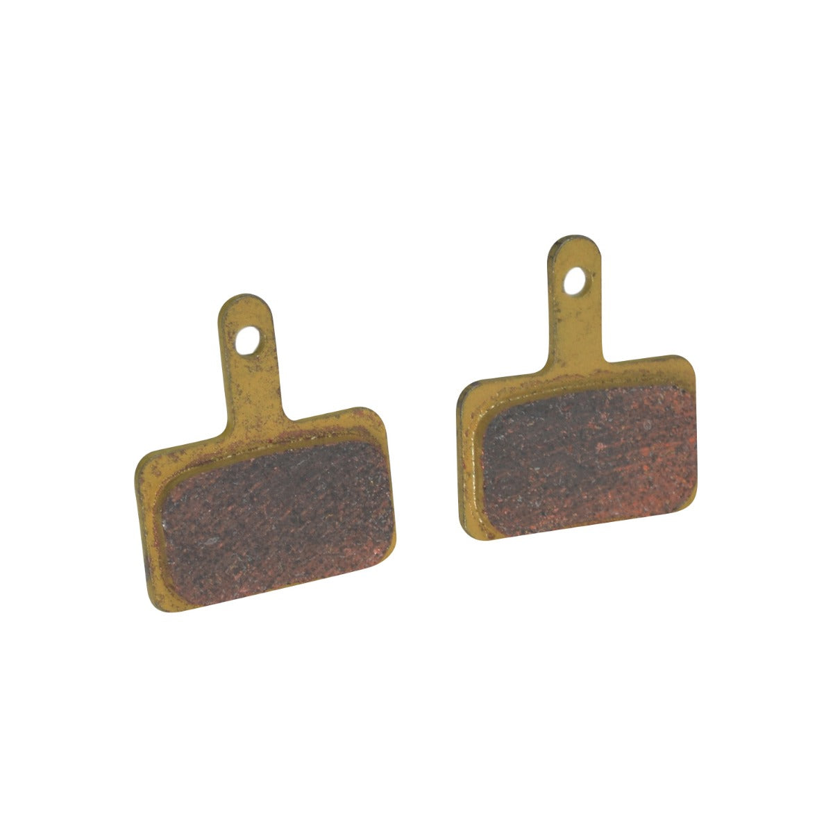 Brake Pads for the GOTRAX EBE1 Folding Super Sport Bike 16 (Set of 2). Close-up of the two metal brake pads with a textured, rusted surface.