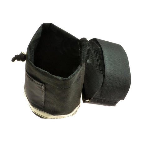 Unbreakable Cup Holder for Wheelchairs, Mobility Scooters, & Power Chairs - a durable, water-resistant black nylon fabric holder with a strap, designed to fit various armrests and securely hold drink containers.