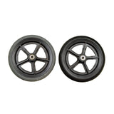 Universal 8x1 (200x25) Wheelchair Caster Wheel with 608ZZ Bearings, featuring a black wheel with a metal center and black rim, designed for mobility and durability.