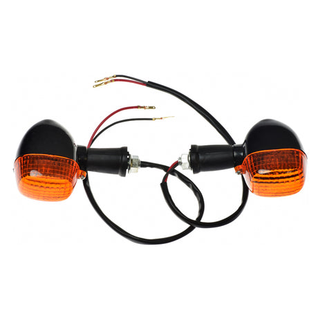 Universal Amber Turn Signal Lights (Set of 2) with attached 13 wires, designed for easy mounting on scooter signal brackets.