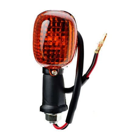 Close-up of Universal Amber Turn Signal Lights (Set of 2) for scooters, showing detailed light housing and attached wires.