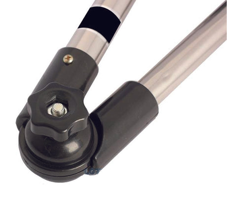 Close-up of the Universal Grip Umbrella Holder for Bikes & Kick Scooters, showcasing its sturdy metal clamp and flexible arm designed to attach easily to handlebars.