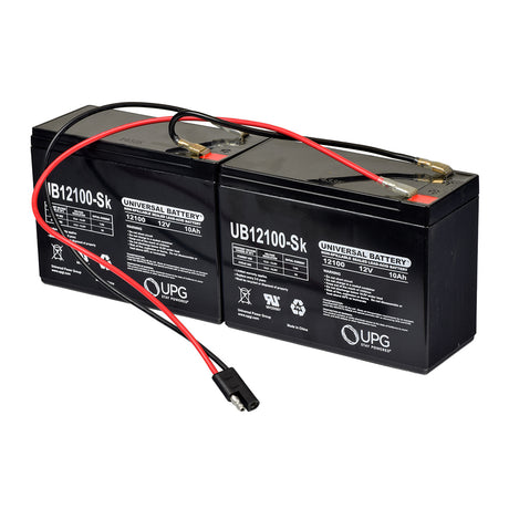 24 Volt 10 Ah Battery Pack for eZip, GT, IZIP, Mongoose, and Schwinn Scooters featuring a black rectangular battery with attached red and black wires.