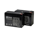 24 Volt 10 Ah Battery Pack for eZip, GT, IZIP, Mongoose, and Schwinn Scooters, shown as two black sealed rechargeable lead-acid batteries with visible labels and numbers on the battery surface.