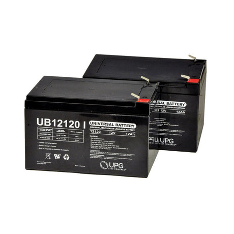 24 Volt Battery Pack for the ActiveCare Spitfire 1310 & Spitfire 1410, featuring a close-up view of two black batteries with visible branding, designed for easy replacement and extended mobility.